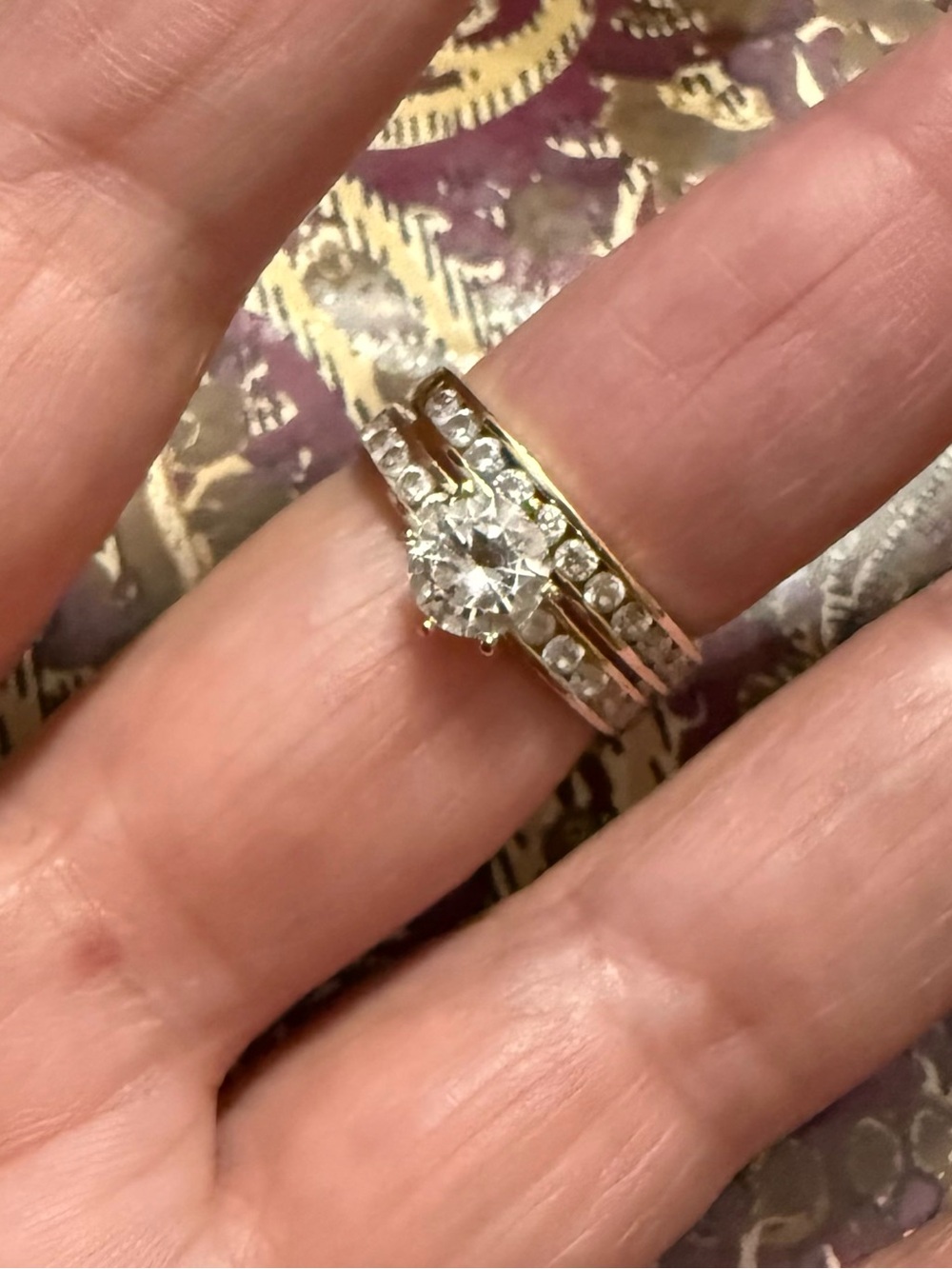 10K Gold Gorgeous Bridal Ring Set with Center Solitaire CZ Accents
